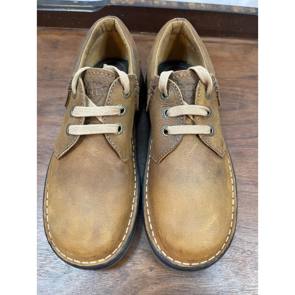 Dr Martens Mens US SZ 7 UK SZ 6  3 Eyelet Oxford Camel Tan Brown Rare EUC Clean